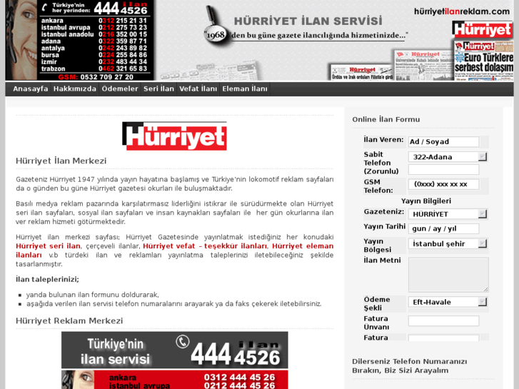 www.hurriyetilanreklam.com