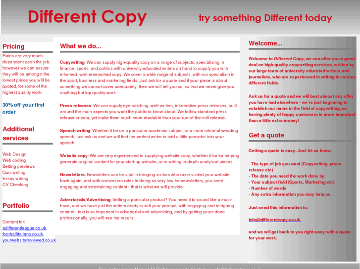 www.differentcopy.co.uk