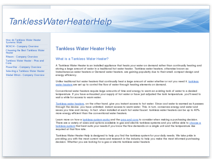 www.tanklesswaterheaterhelp.com