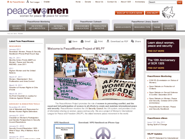 www.peacewomen.org