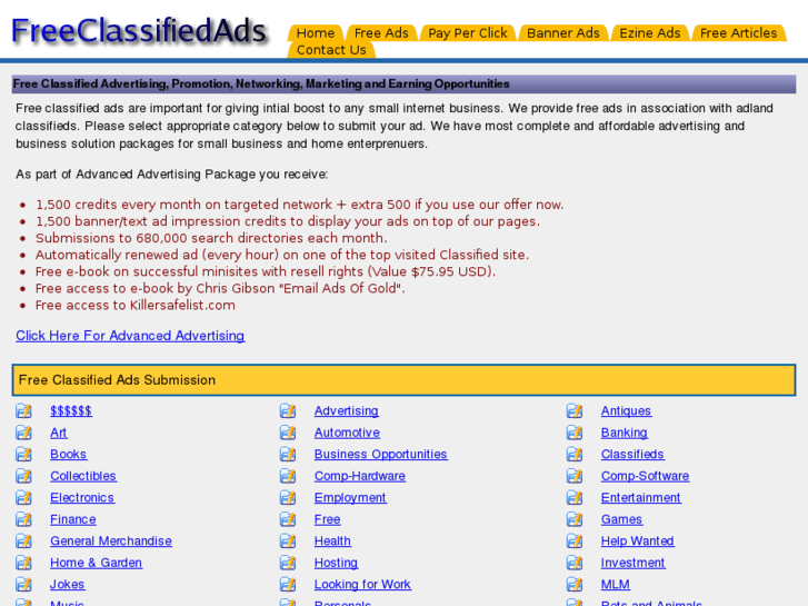 www.freeclassifiedads.in