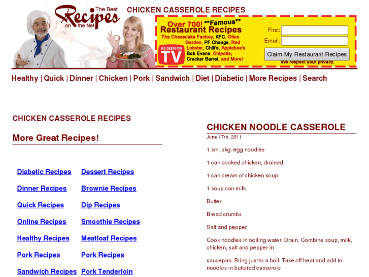 www.chickencasserolerecipes.net
