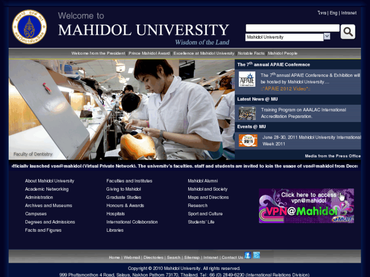 Mahidol.ac.th: Mahidol University, THAILAND – Wisdom of the Land