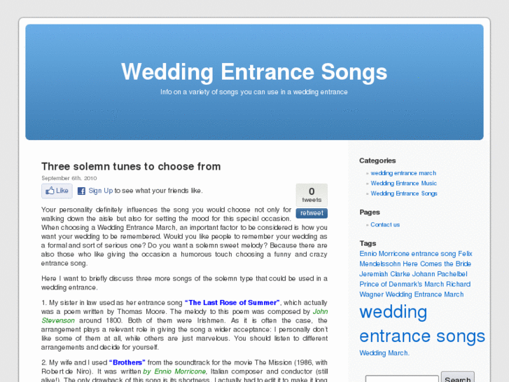 www.weddingentrancesongs.net