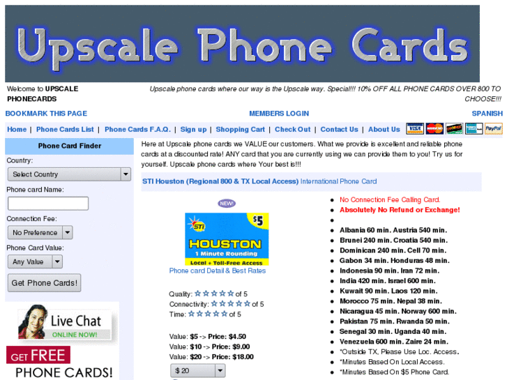 www.upscalephonecards.com