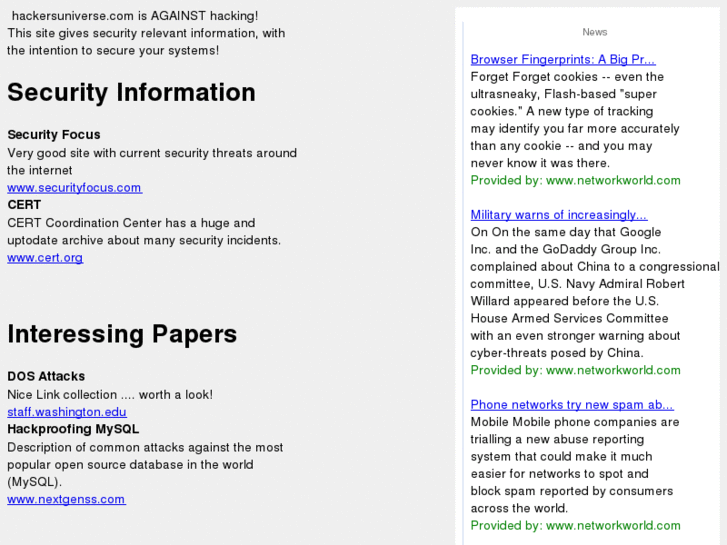 www.hackersuniverse.com