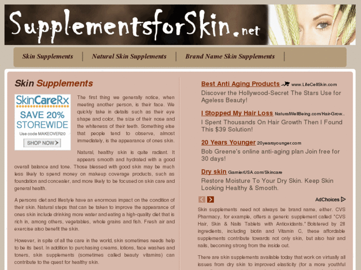 www.supplementsforskin.net