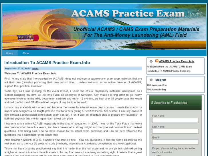 www.acamspracticeexam.info