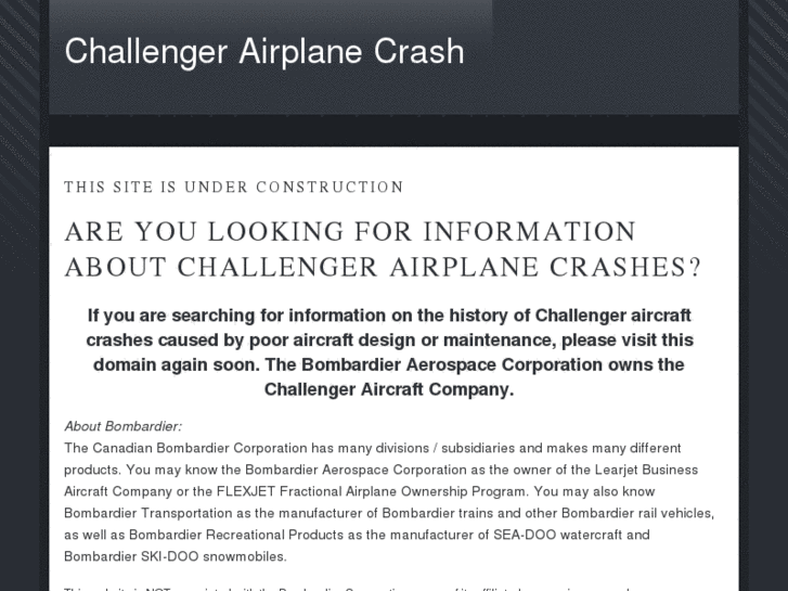 www.challenger-airplane-crash.com