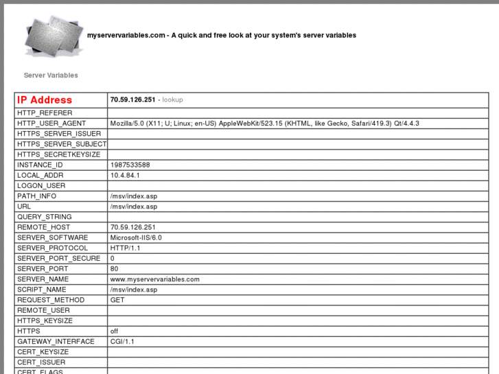 www.myservervariables.com