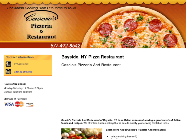 www.casciospizzeriaandrestaurant.com