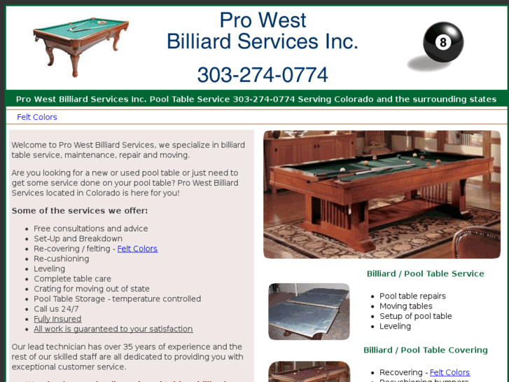 www.prowestbilliardservices.com