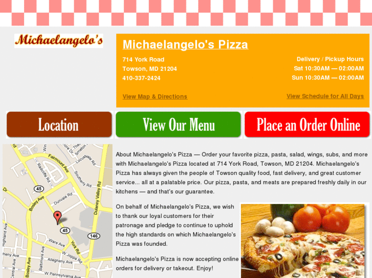 www.michaelangelospizzatowson.com