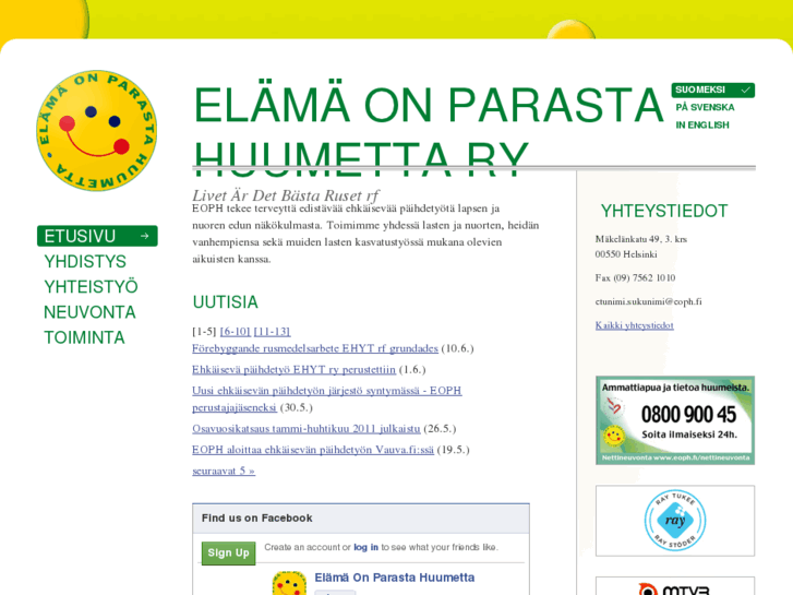 www.elamaonparastahuumetta.fi