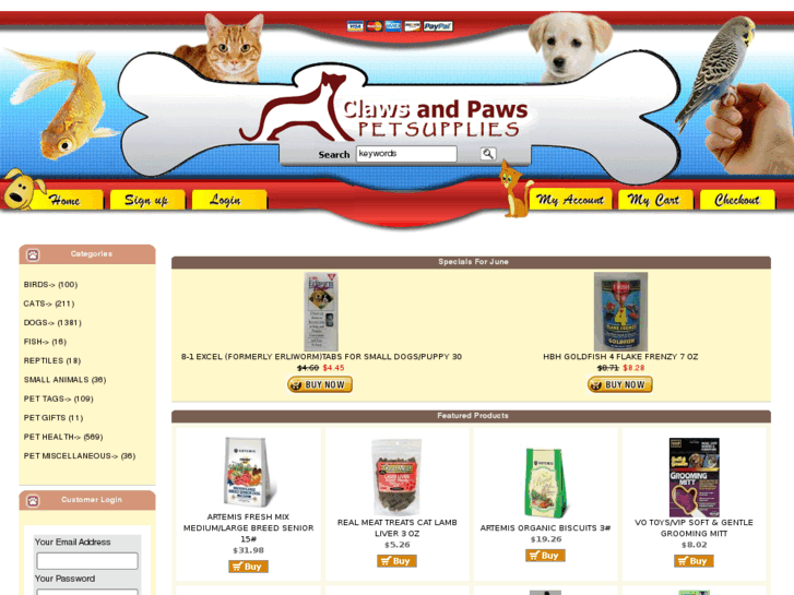 www.clawsandpawspetsupplies.com