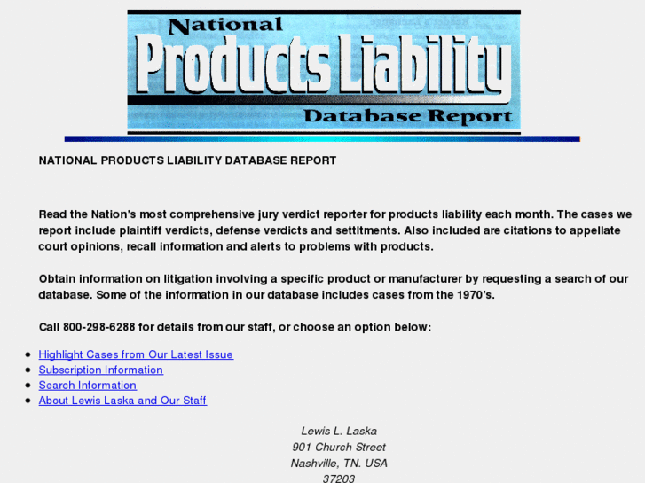 www.nationalproductsliabilitydatabase.info