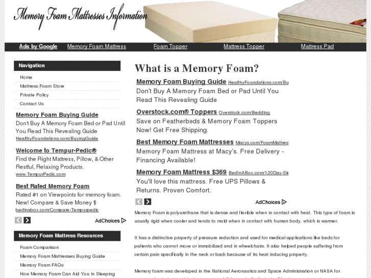 www.mattressesmemoryfoaminfo.com