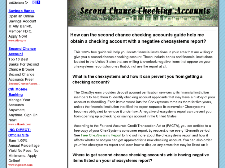 www.secondchancecheckingaccounts.info