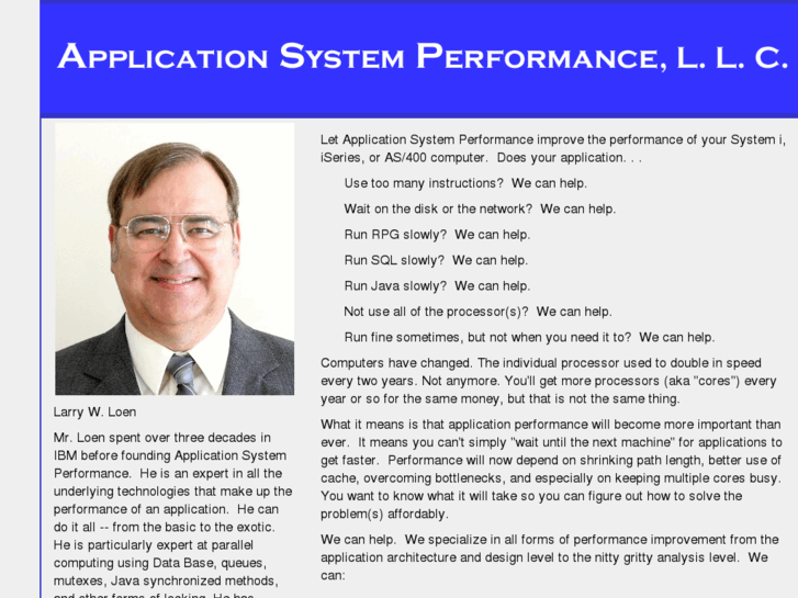 www.applicationsystemperformance.com