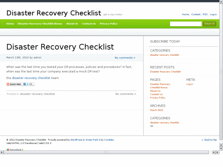 www.disasterrecoverychecklist.com