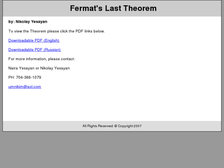 www.fermatslasttheoremproof.com