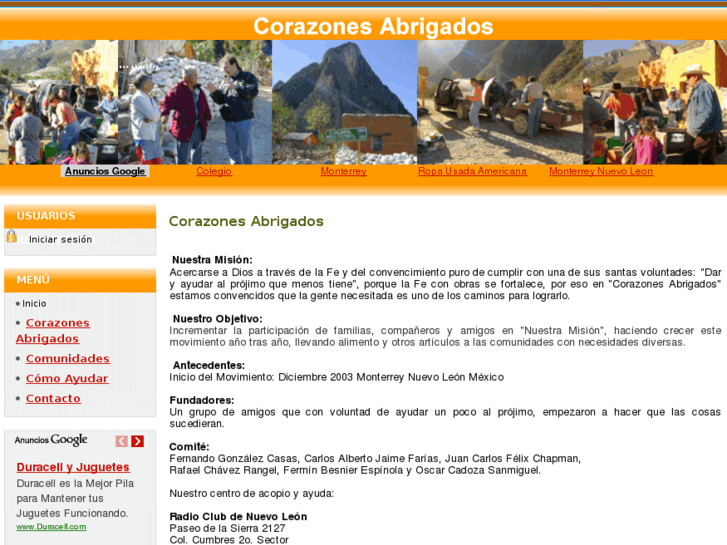 www.corazonesabrigados.org