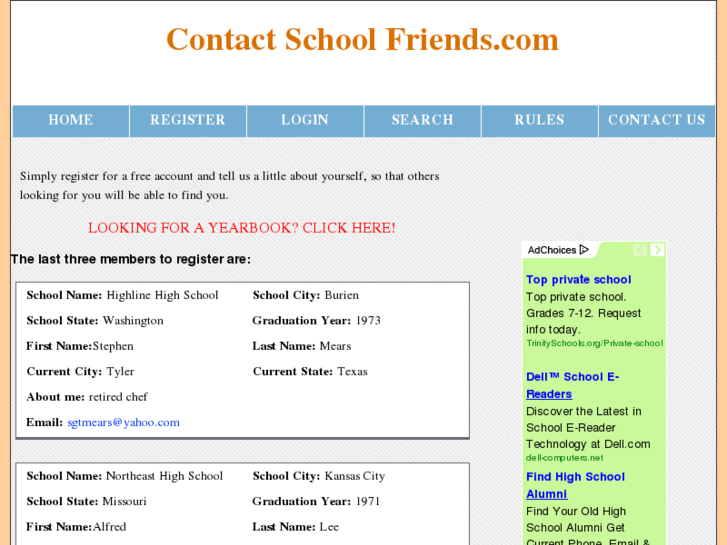 www.contactschoolfriends.com