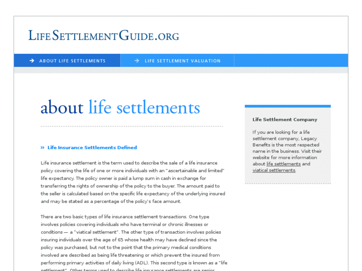 www.lifesettlementguide.org