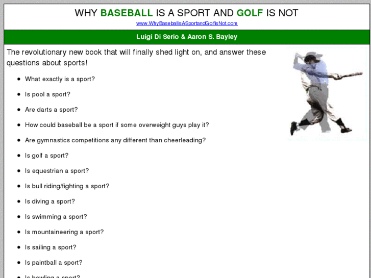 www.whybaseballisasportandgolfisnot.com