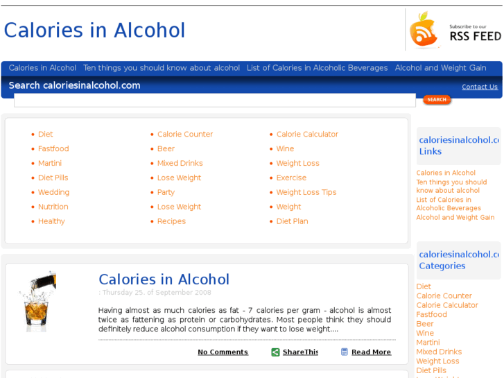 www.caloriesinalcohol.com