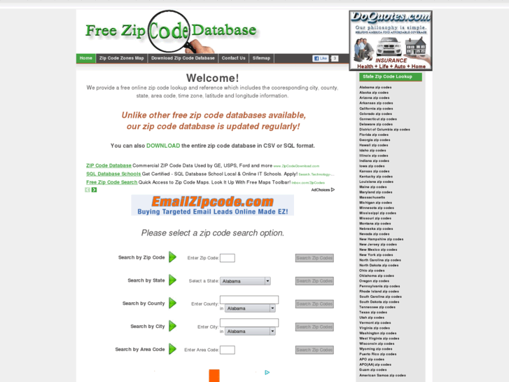 www.freezipcodedatabase.org