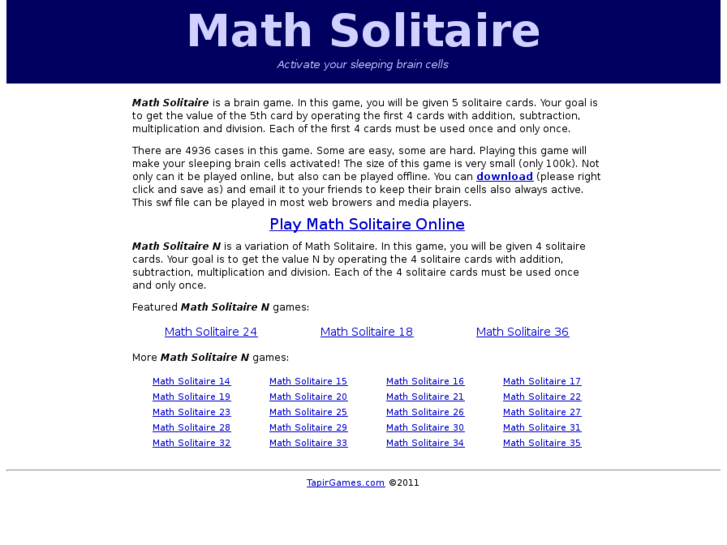 www.mathsolitaire.com