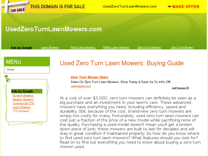 www.usedzeroturnlawnmowers.com