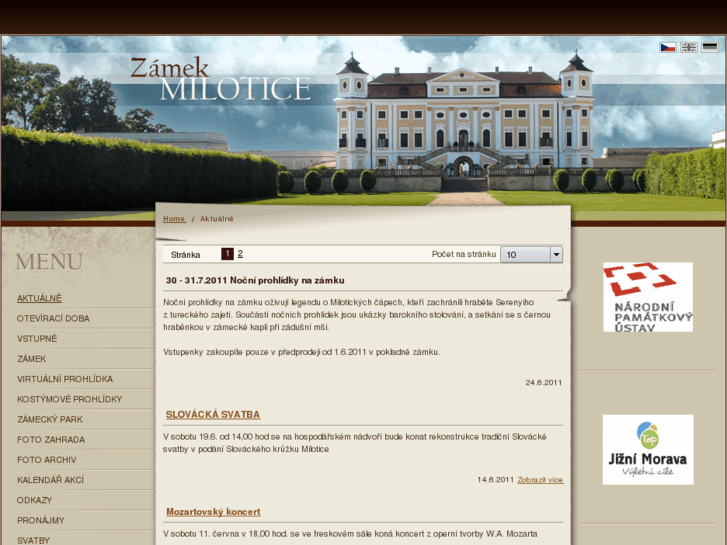 www.zamekmilotice.cz