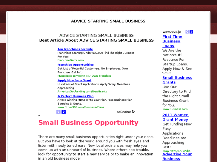 www.advicestartingsmallbusiness.net