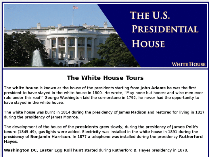 www.whitehousetours.info