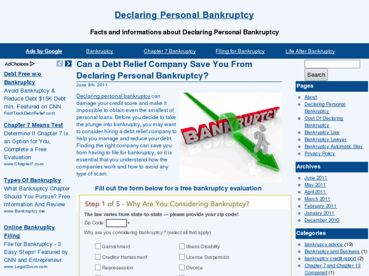 www.declaringpersonalbankruptcy.net