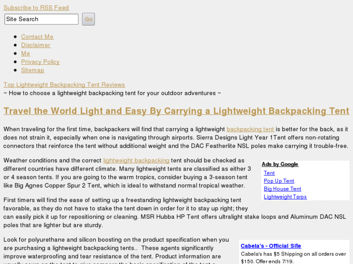 www.lightweightbackpackingtent.com