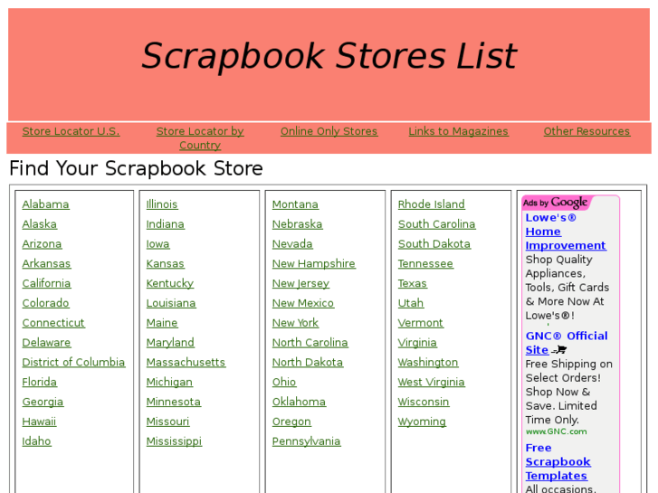 www.scrapbookstoreslist.com