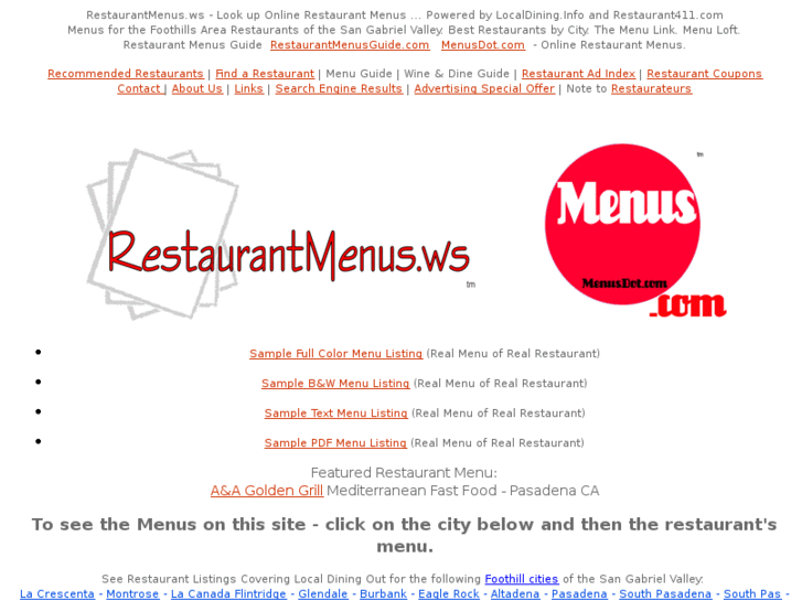 www.restaurantmenus.ws