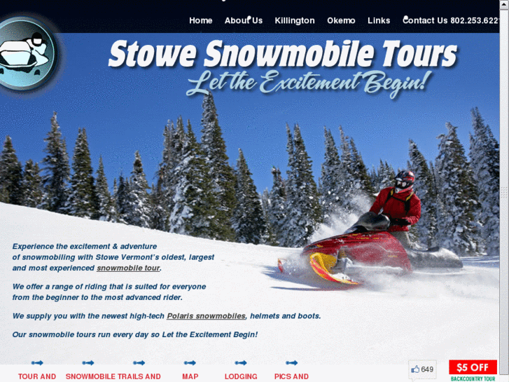 www.stowesnowmobiletours.com