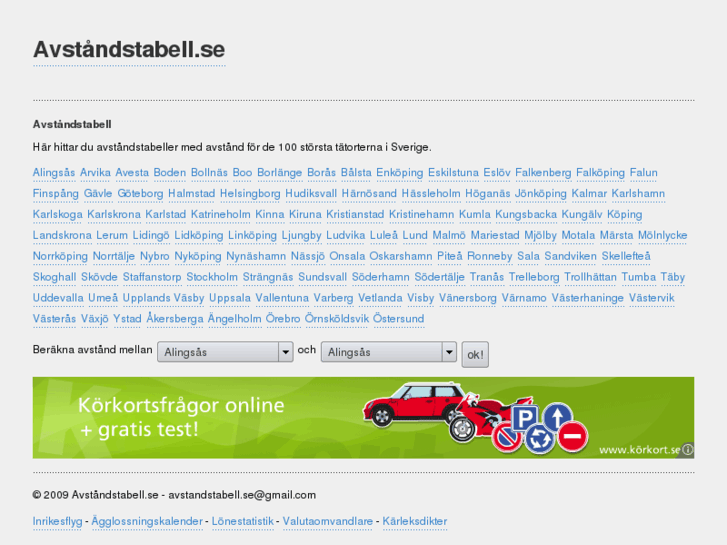 www.avstandstabell.se