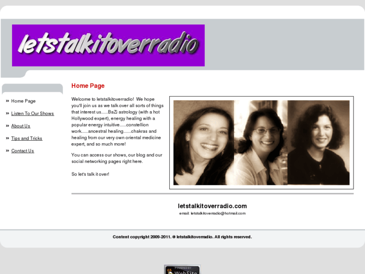 www.letstalkitoverradio.com