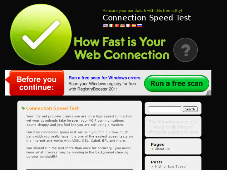 www.connectionspeedtest.info