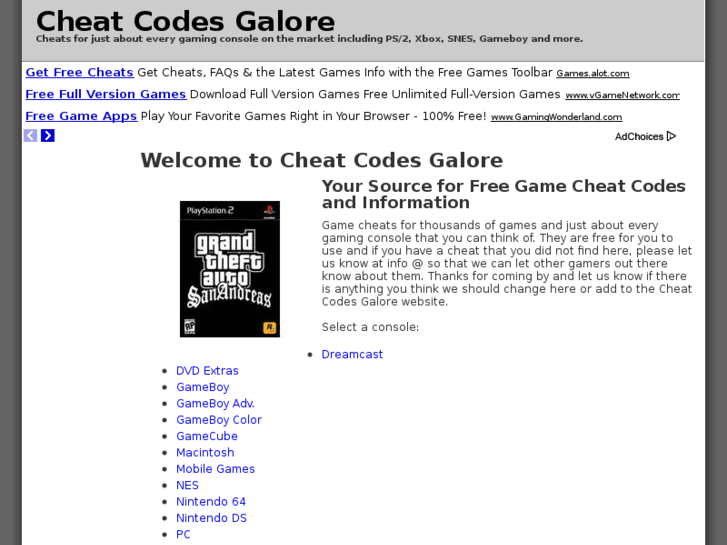 www.cheat-codes-galore.com