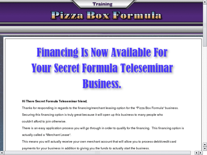 www.pizzaboxformulafinancing.com