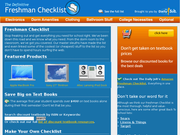 www.freshmanchecklist.com