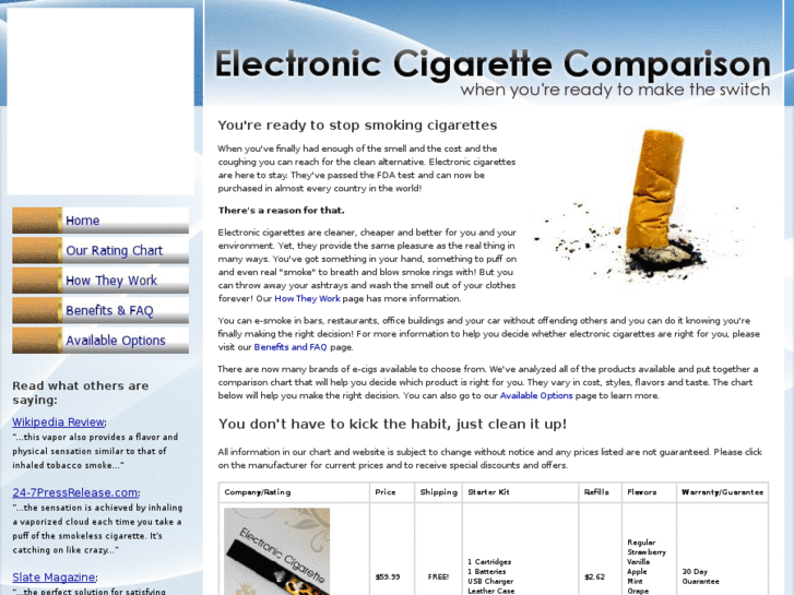 www.electroniccigarettecomparison.net