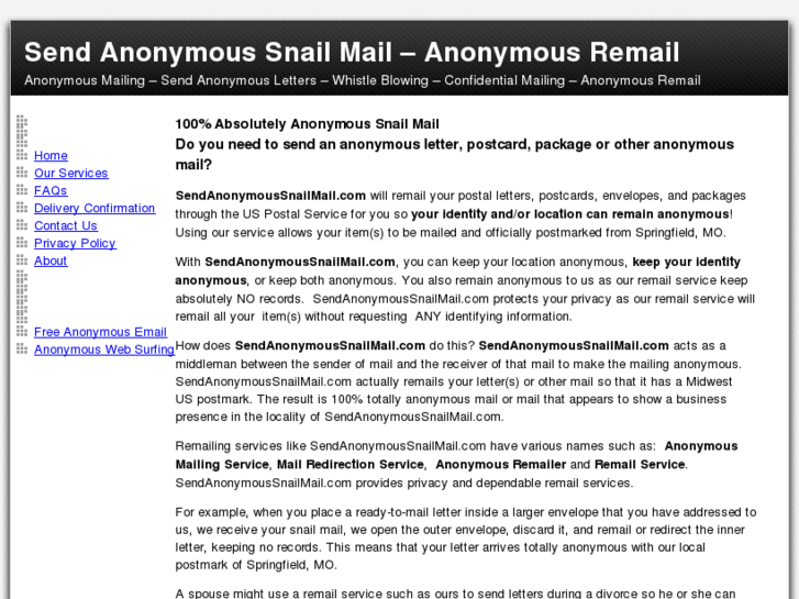 www.sendanonymoussnailmail.com