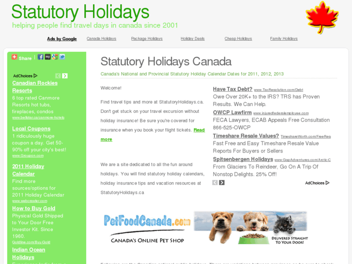 www.statutoryholidays.net